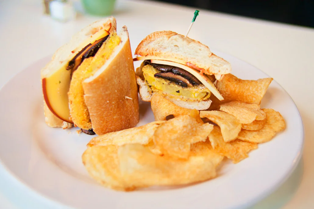 Fried Green Tomato and Portobello Mushroom